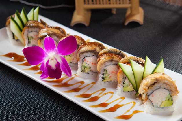 Order B-5. Dragon Roll food online from Crazy Rock'n Sushi store, Irvine on bringmethat.com