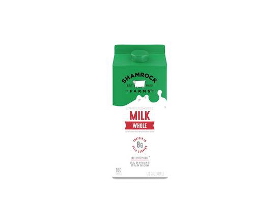 Order Shamrock Whole Milk Half Gallon food online from Extra Mile 2047 store, Fairfield on bringmethat.com