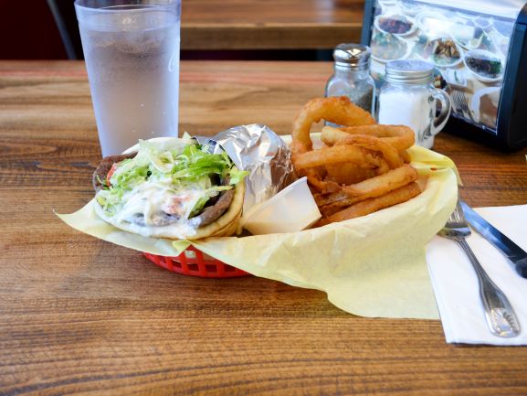 Order 05. Beef & Lamb Gyro Wrap food online from Wally Cafe store, Rocklin on bringmethat.com