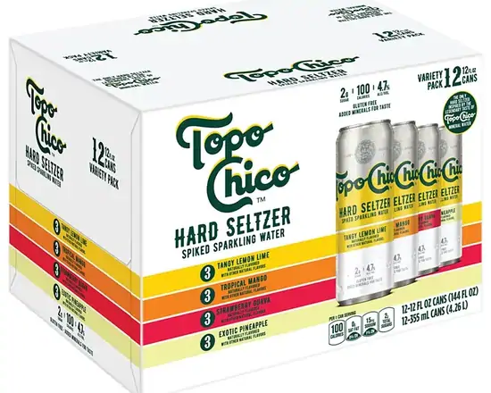 Order Topo Chico seltzer Mix Pack, 12pk-12oz can (4.7% ABV) food online from Ogden Wine & Spirit store, Naperville on bringmethat.com