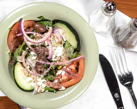 Order Greek Salad food online from Mazaya Cafe store, Albuquerque on bringmethat.com
