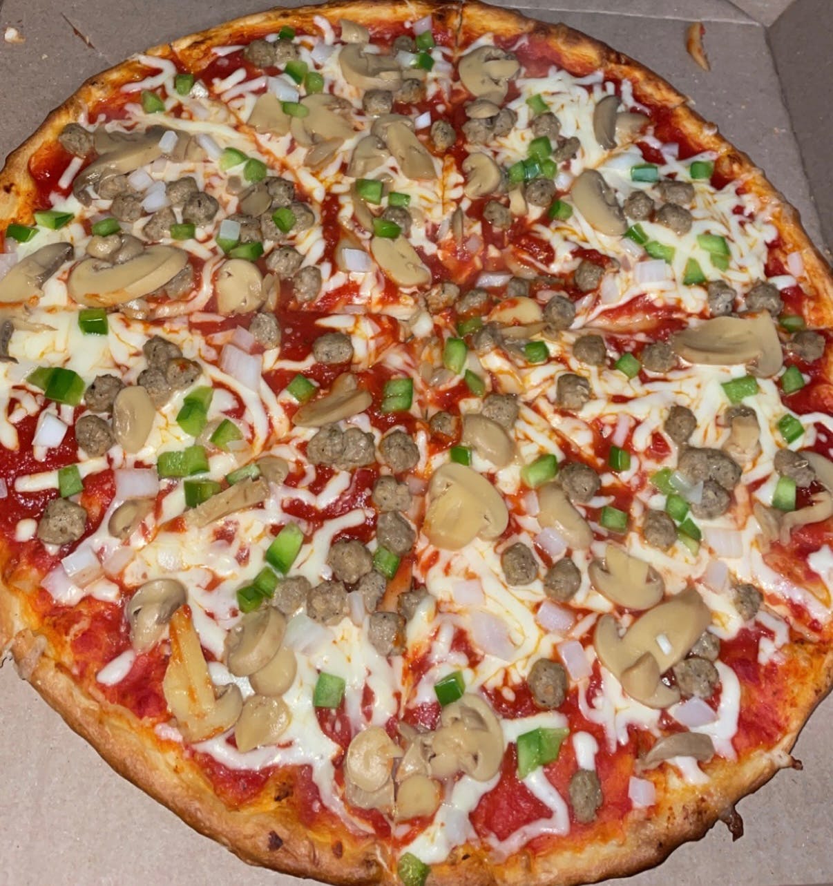 Order Five Toppings Pizza - 14" food online from Papa D's Pizza store, St Clairsville on bringmethat.com