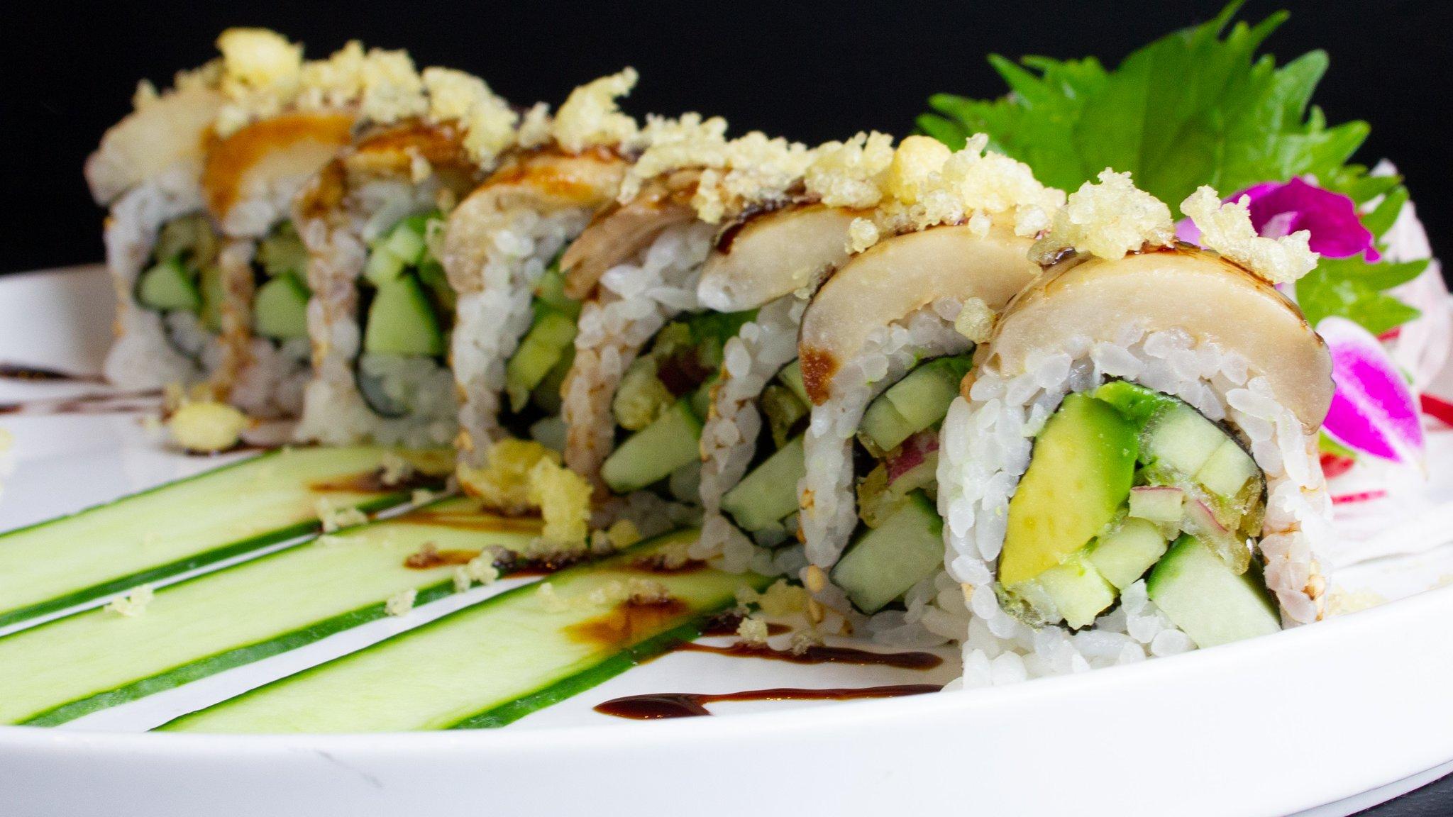 Order Vegetable Dragon Roll food online from Hapa Sushi Grill and Sake Bar Lodo store, Denver on bringmethat.com