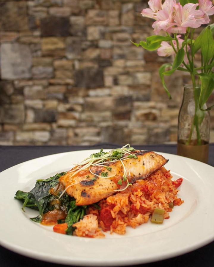 Order Apricot-Glazed Salmon food online from Hudson Grille- Kennesaw store, Kennesaw on bringmethat.com