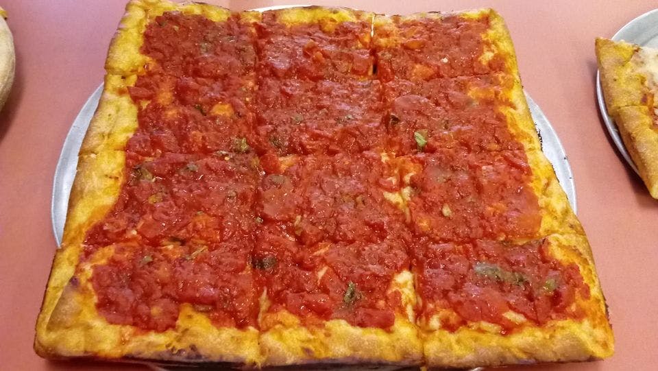 Order Deep Dish Tomato Pie - 14" food online from Maggio's Pizza & Pasta store, Woodbury on bringmethat.com