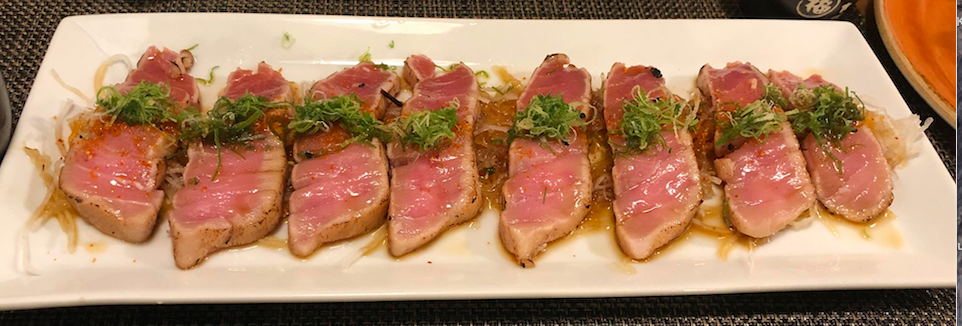 Order Toro Tataki food online from Naked Fish Japanese Restaurant store, Chino Hills on bringmethat.com