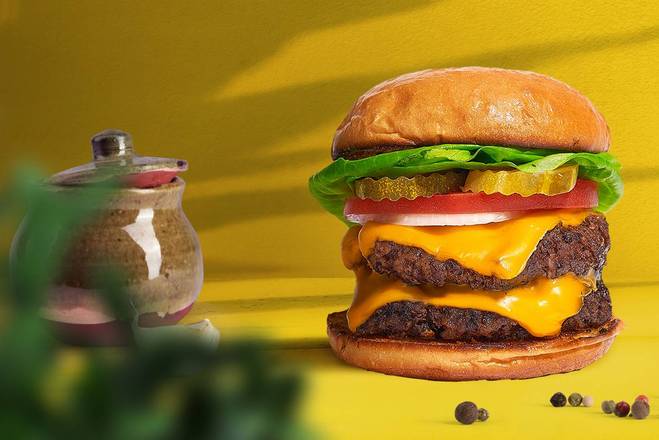 Order Vegan Cheese Double Defender Burger food online from A Vegan Burger Table store, Hopewell on bringmethat.com