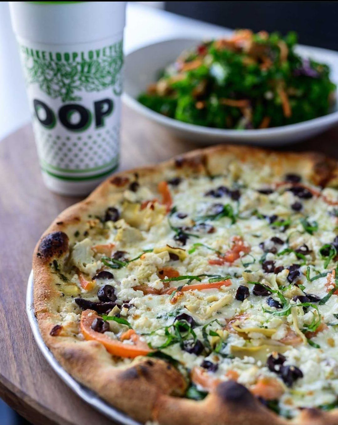 Order Mediterranean Pizza - 8'' food online from The Loop Pizza Grill store, Kernersville on bringmethat.com