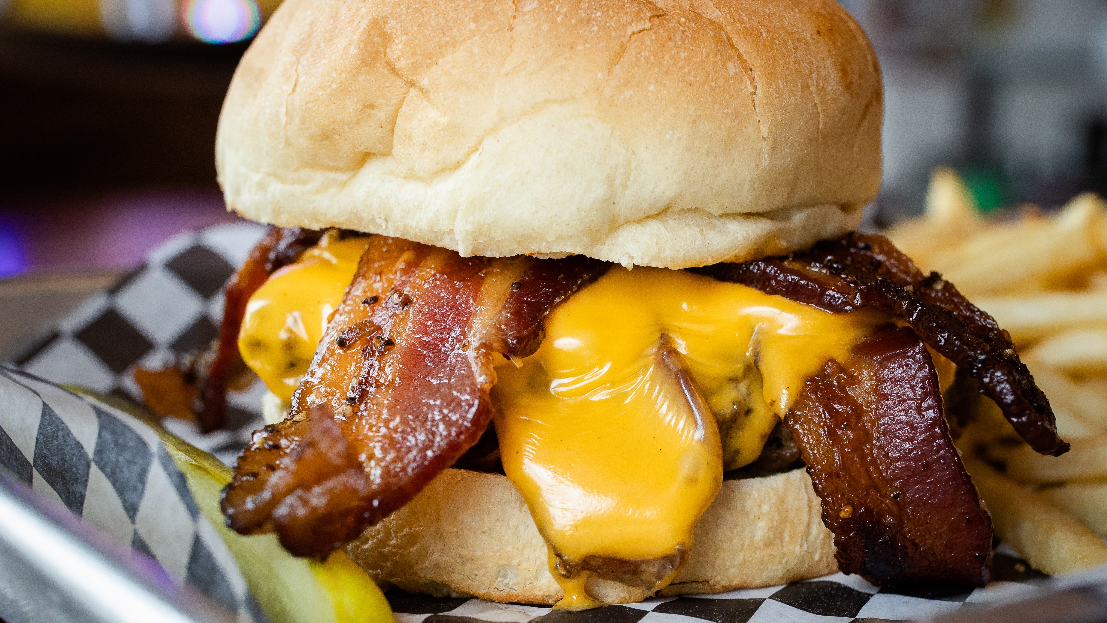 Order Bacon Lovers' Burger food online from Sickies Garage Burgers store, Sioux Falls on bringmethat.com
