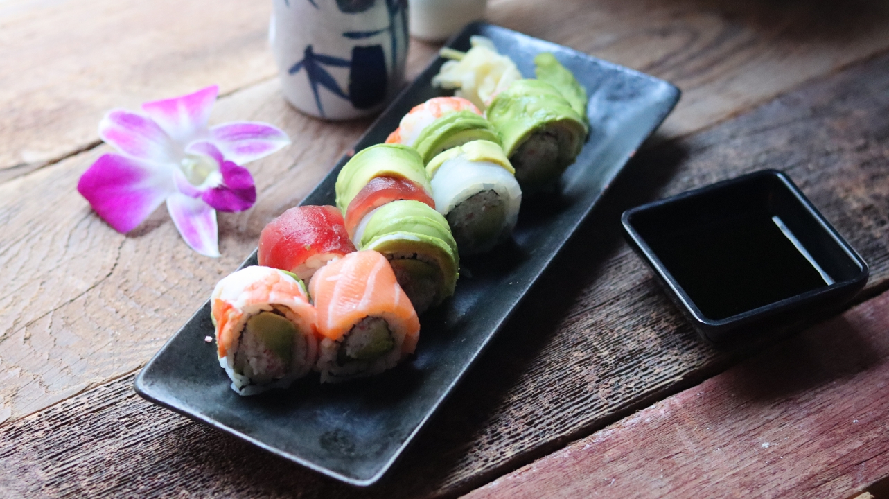 Order RAINBOW ROLL food online from Wok and Roll store, Washington on bringmethat.com