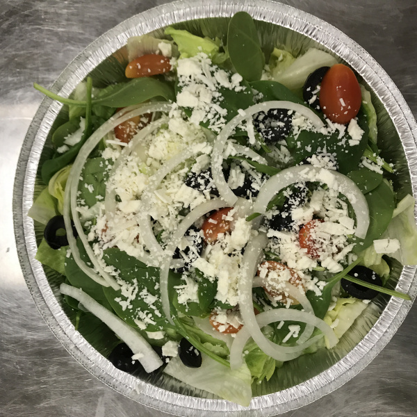 Order Greek Salad food online from Ricky's New York Pizza store, Durham on bringmethat.com