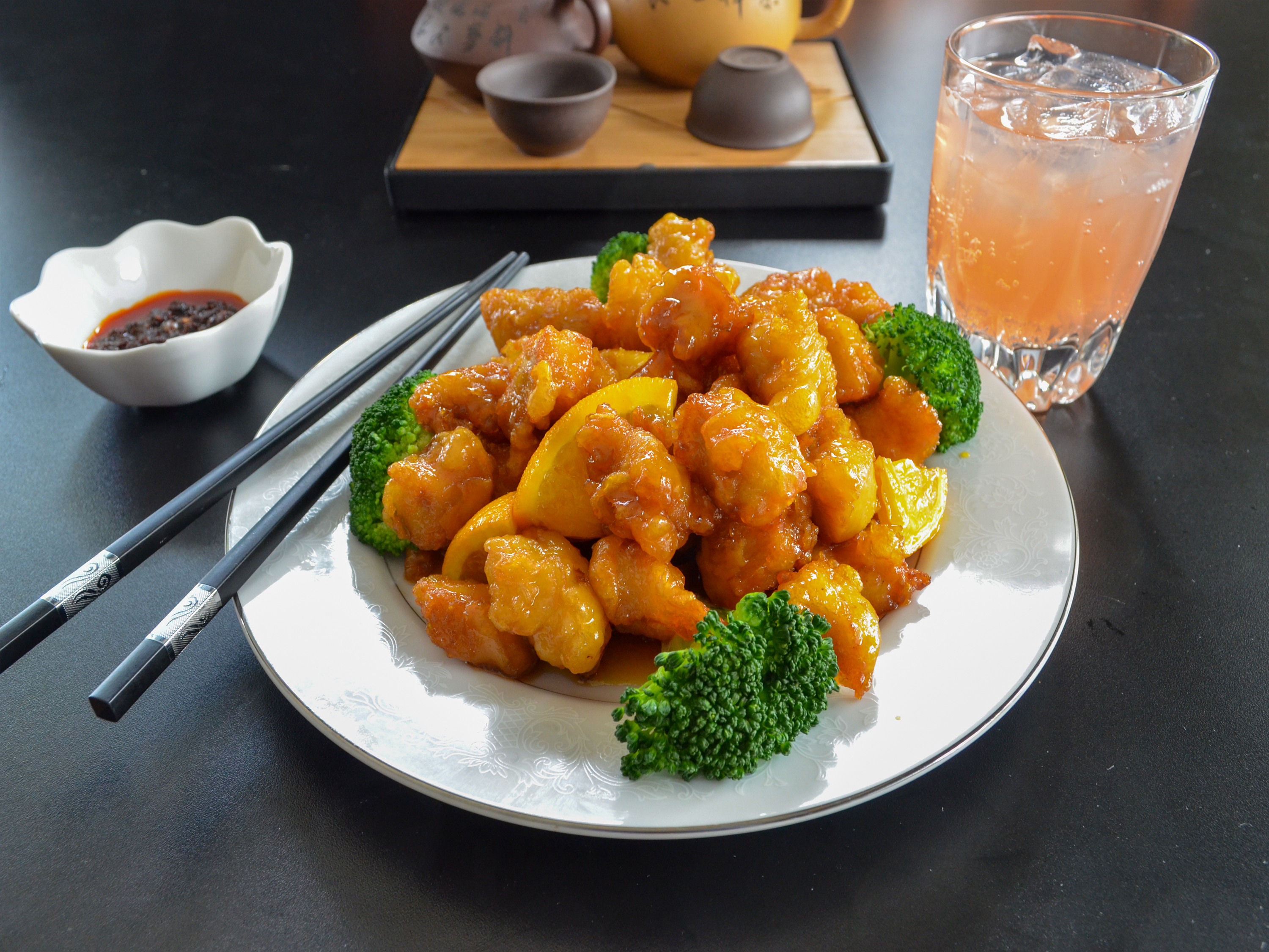 Order  Orange Chicken Over Rice Plate food online from Beijing Cafe store, Rancho Cordova on bringmethat.com