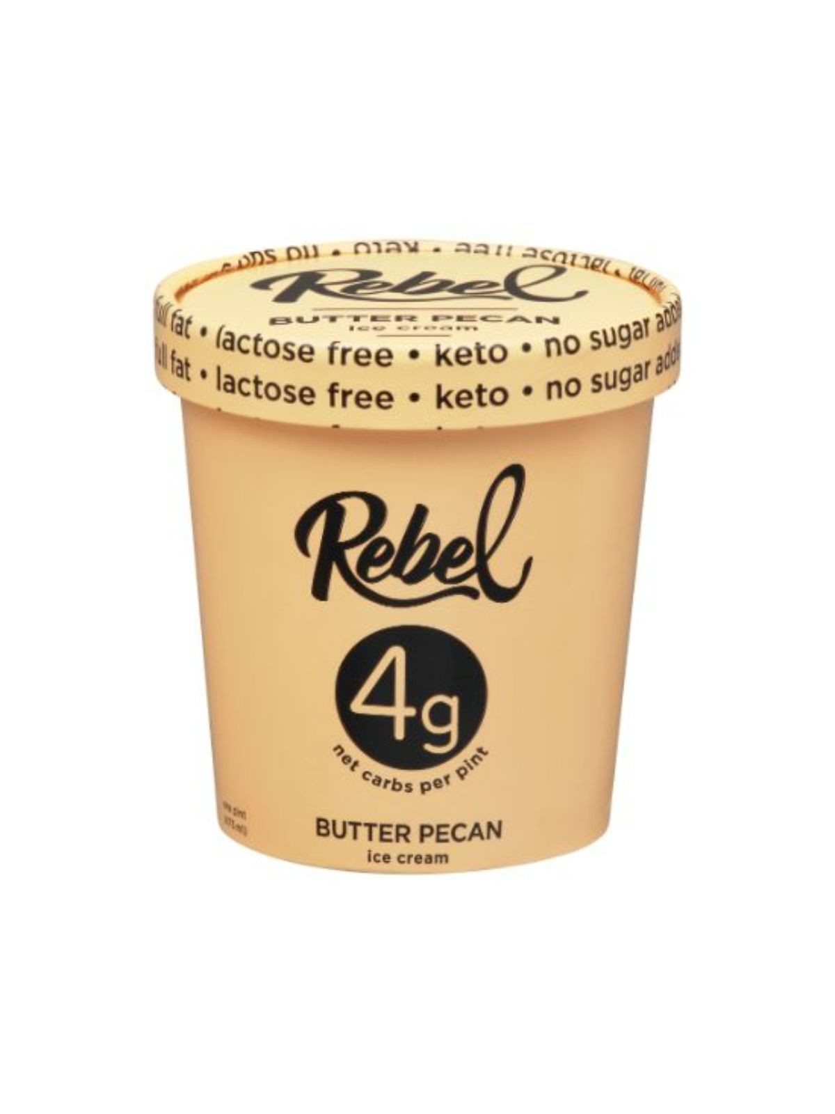 Order Rebel Butter Pecan Ice Cream (1 Pint) food online from Stock-Up Mart store, Minneapolis on bringmethat.com