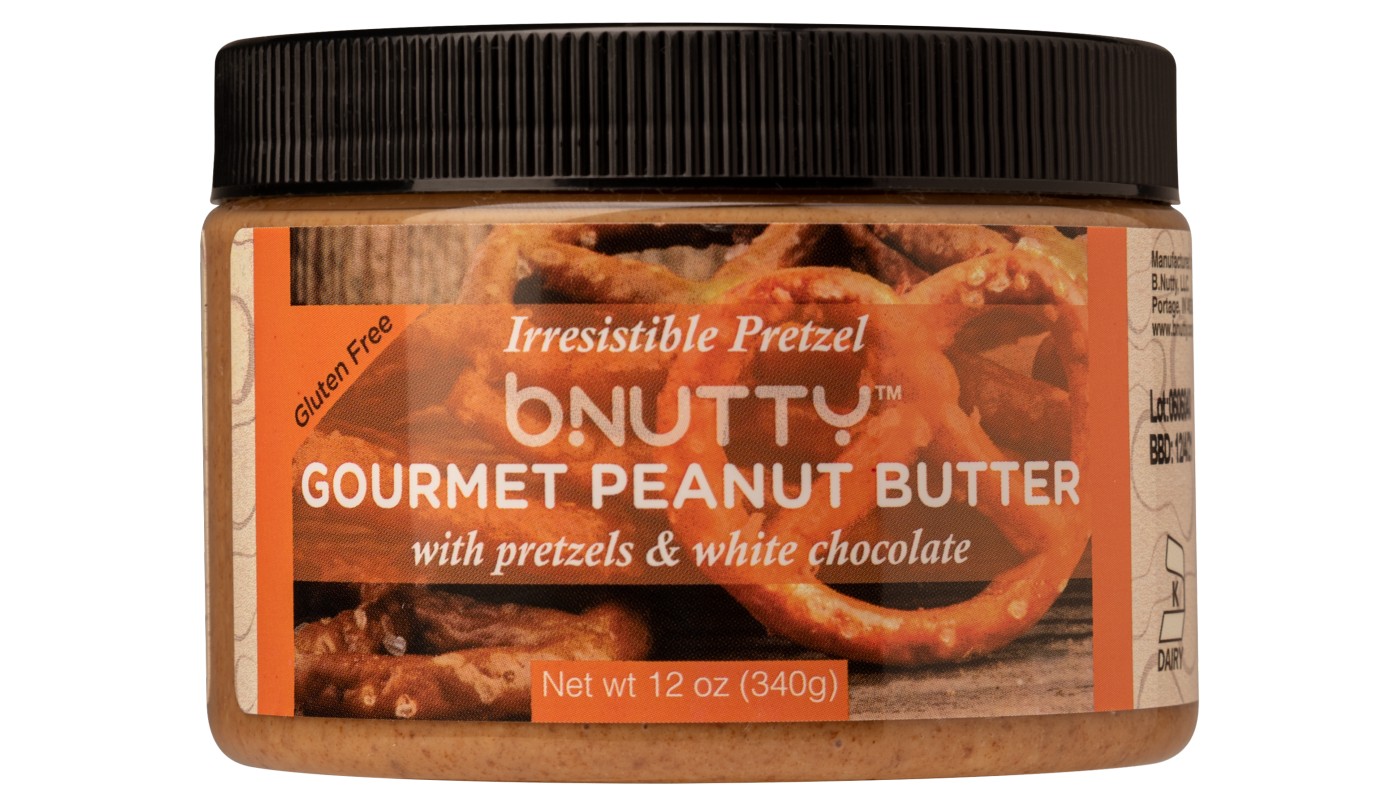 Order BNutty Irresistible Pretzel Peanut Butter (12 0z Jar) food online from bNutty Peanut Butter store, San Diego on bringmethat.com