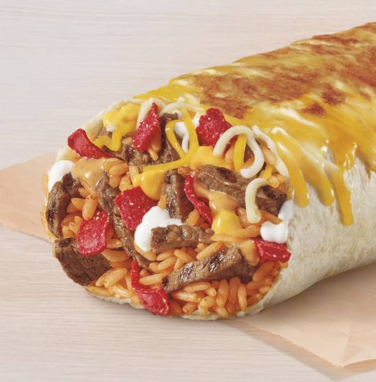 Order Double Steak Grilled Cheese Burrito food online from Taco Bell store, Black Mountain on bringmethat.com
