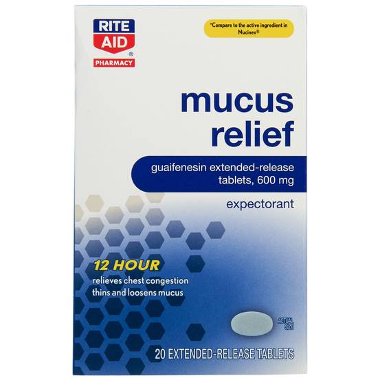 Order Rite Aid Mucus Relief 600mg (20 ct) food online from Rite Aid store, MOUNT VERNON on bringmethat.com