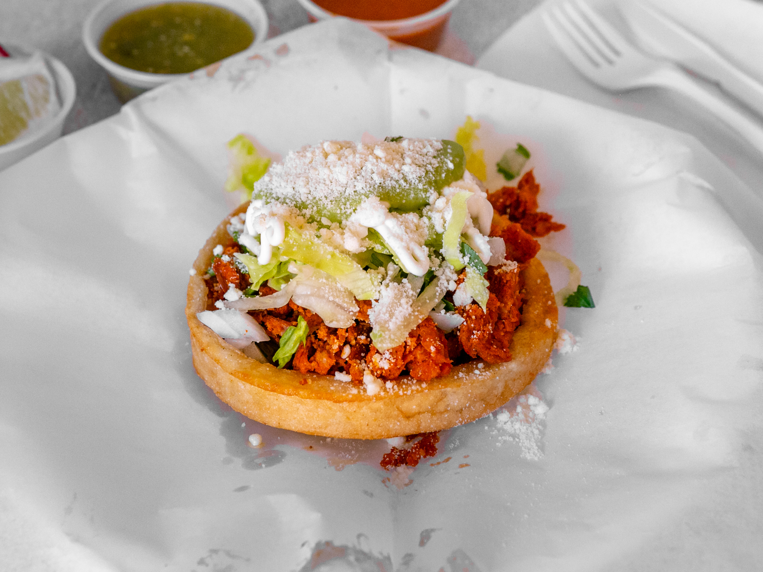 Order Chorizo Sope food online from Tacos Don Goyo store, Downey on bringmethat.com