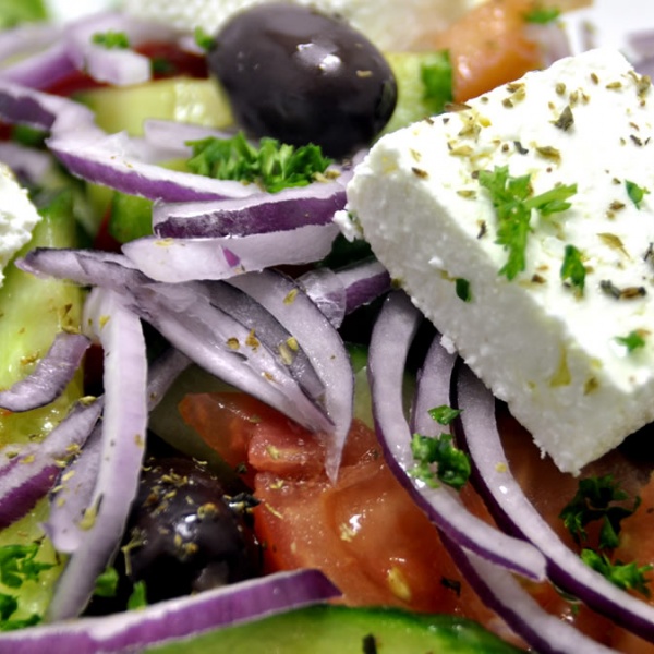 Order Greek Salad food online from Shinar Pizza Market store, El Cajon on bringmethat.com