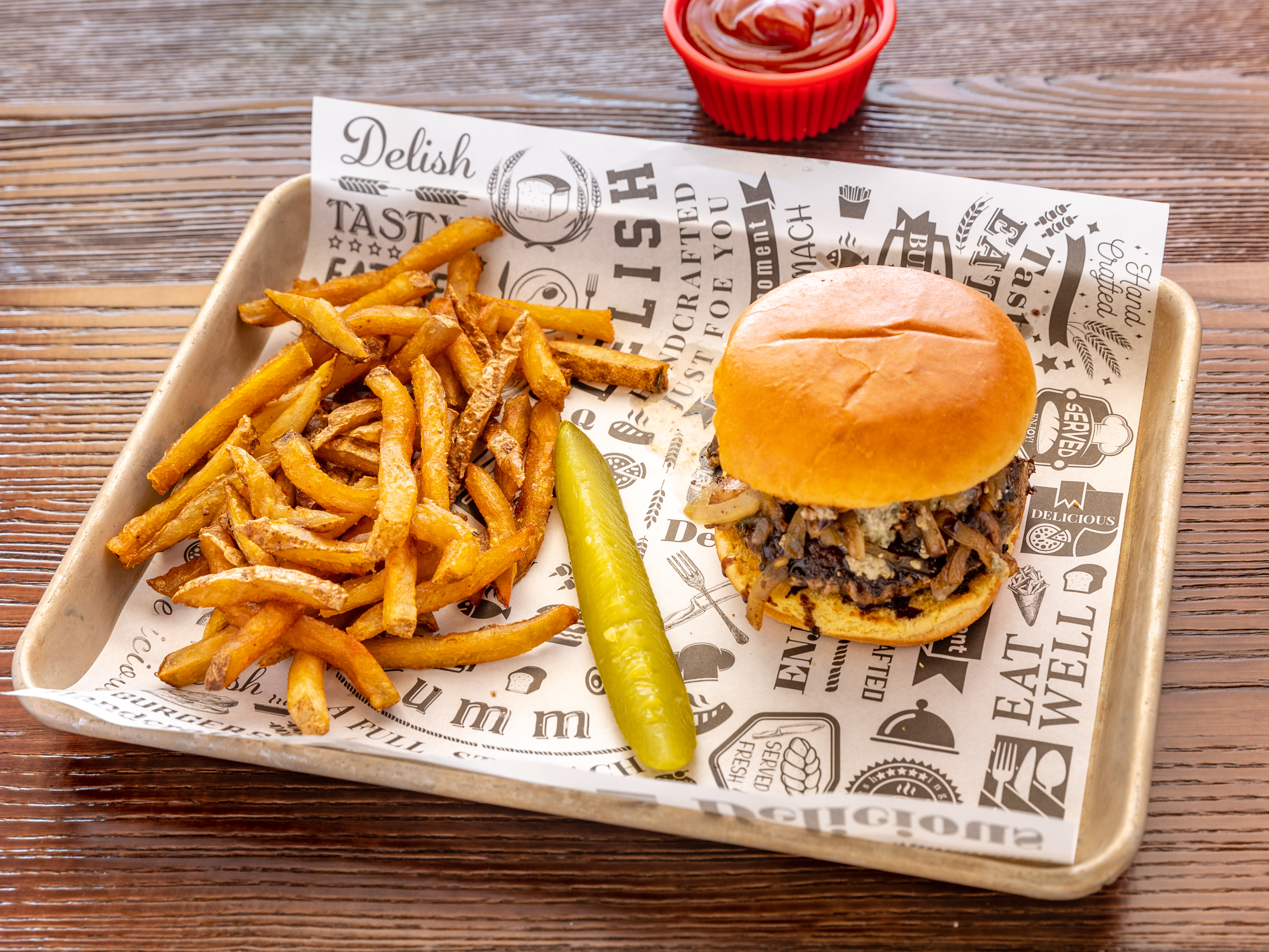 Order Black & Blue Burger food online from Dunny's Saloon store, Fall River on bringmethat.com