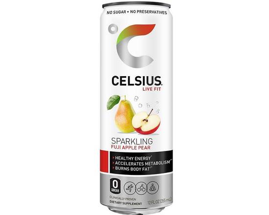 Order Celsius Sparkling Energy Drink -  Fuji Apple Pears, 12 Fl Oz. Each food online from Starway Liquor store, Bell Gardens on bringmethat.com