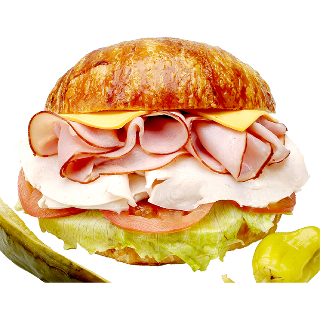 Order 33. Ham, Turkey & Cheese Croissant Sandwich food online from Lee Sandwiches store, Gardena on bringmethat.com