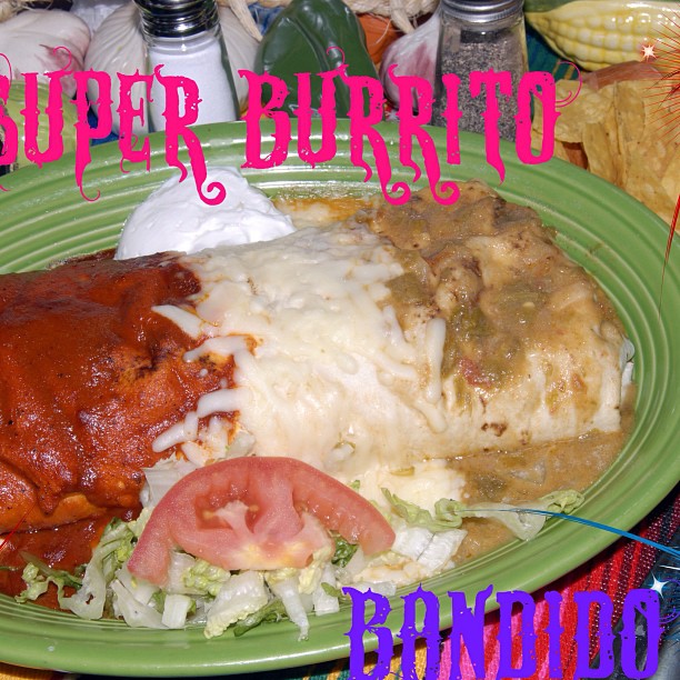 Order Super Burrito Lunch Special food online from Bandido Hideout store, Albuquerque on bringmethat.com