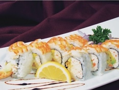 Order TR3. Tiger Roll food online from Hoshi Sushi store, Fullerton on bringmethat.com