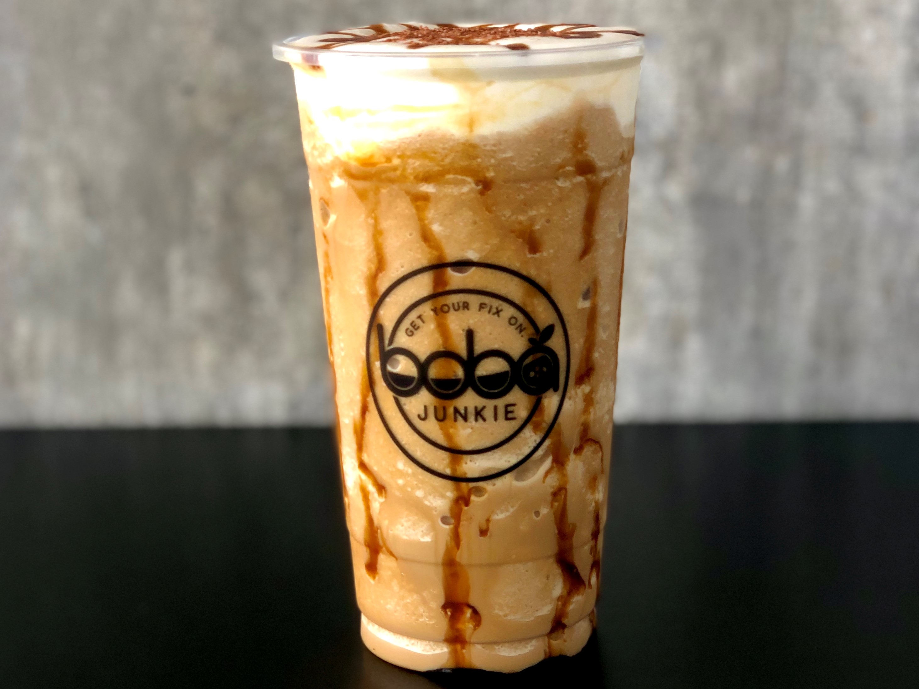 Order Caramel Coffee Frappé food online from Boba Junkie store, Santa Ana on bringmethat.com