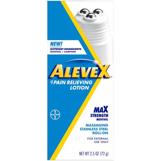 Order AleveX Pain Relieving Lotion Massaging Roll-On Max Strength Menthol (2.5 oz) food online from Rite Aid store, BUTLER on bringmethat.com