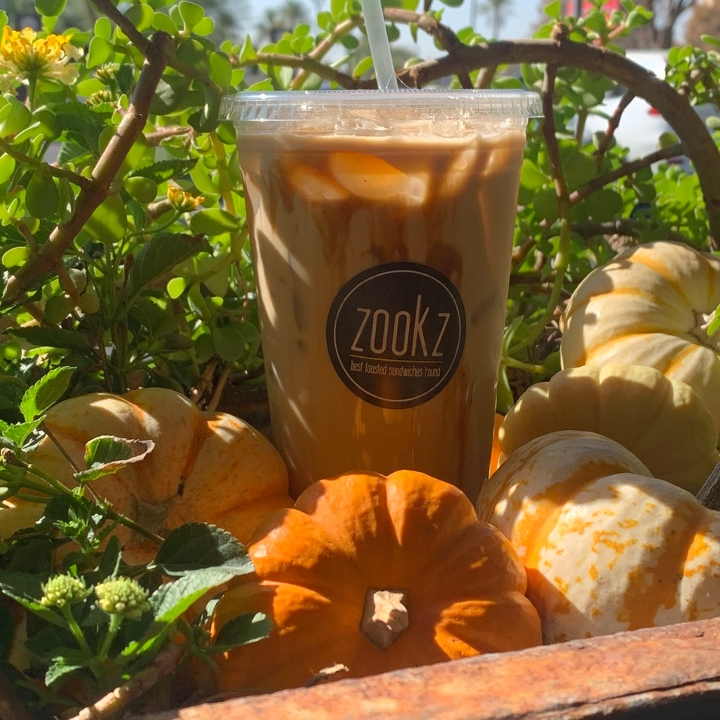Order Large Iced Pumpkin Cream White Mocha food online from Zookz-Sandwiches with an Edge store, Phoenix on bringmethat.com