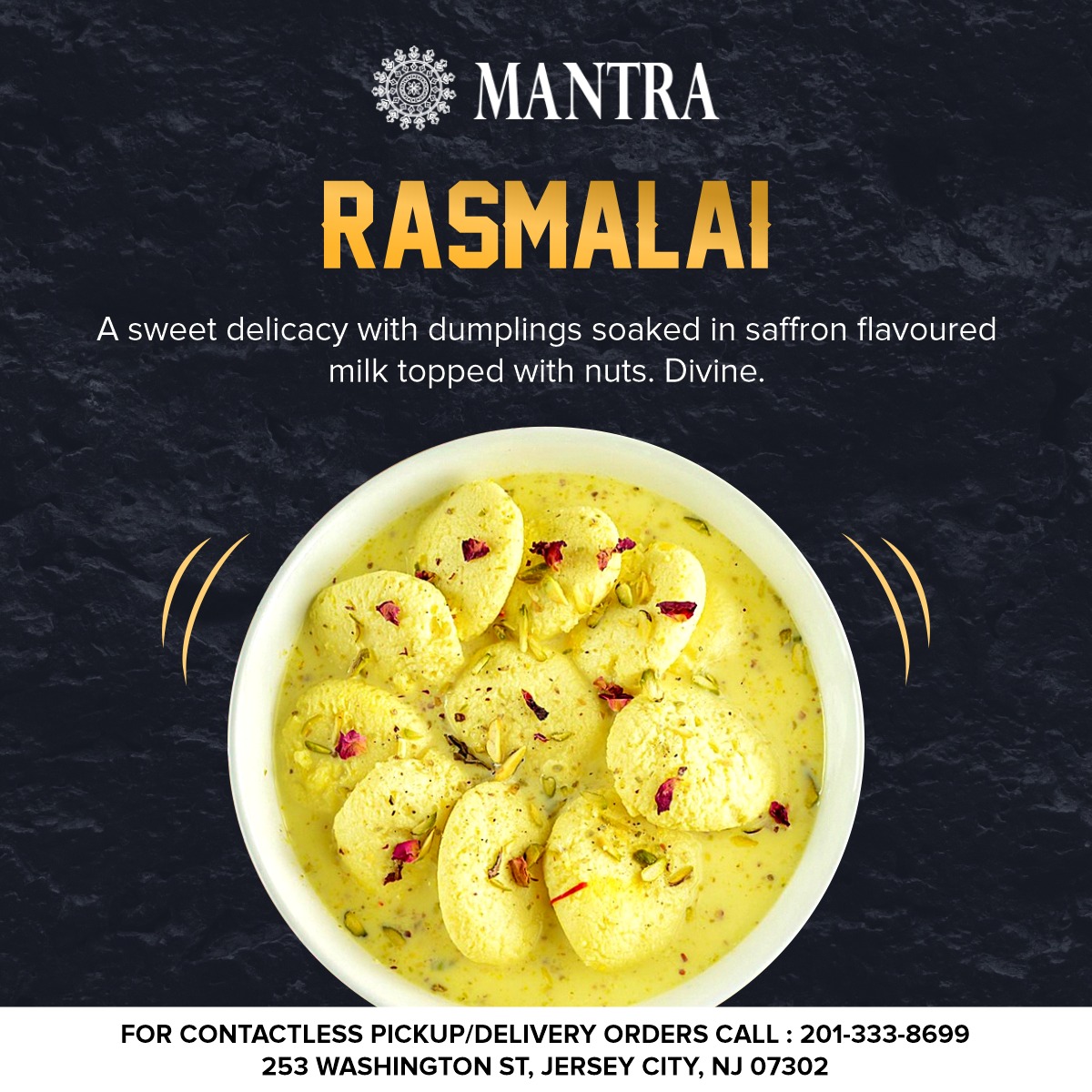 Order Rasmalai food online from Mantra restaurant store, Jersey City on bringmethat.com