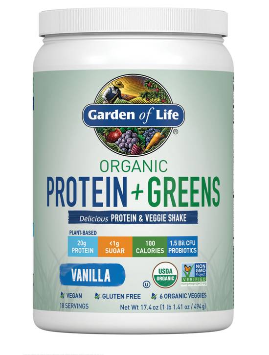 Order Garden of Life Organic Protein & Greens Vanilla (17.4 oz) food online from Rite Aid store, Cortland on bringmethat.com