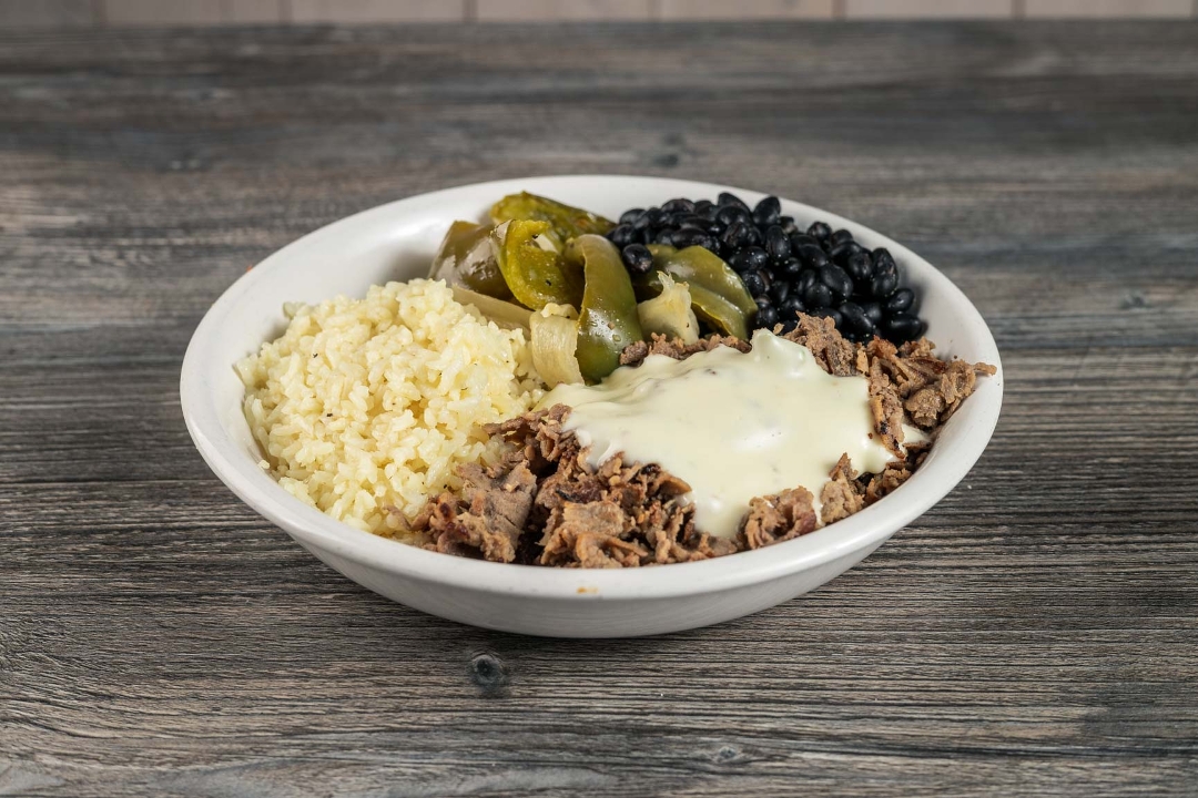 Order Philly Cheesesteak Rice Bowl food online from High Tide Taco Bar store, Farmingdale on bringmethat.com