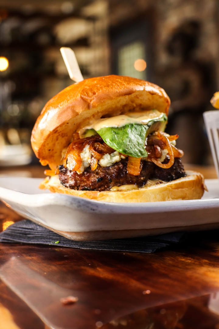 Order Bleu Cheese Burger food online from The Corner Drafthouse store, San Diego on bringmethat.com