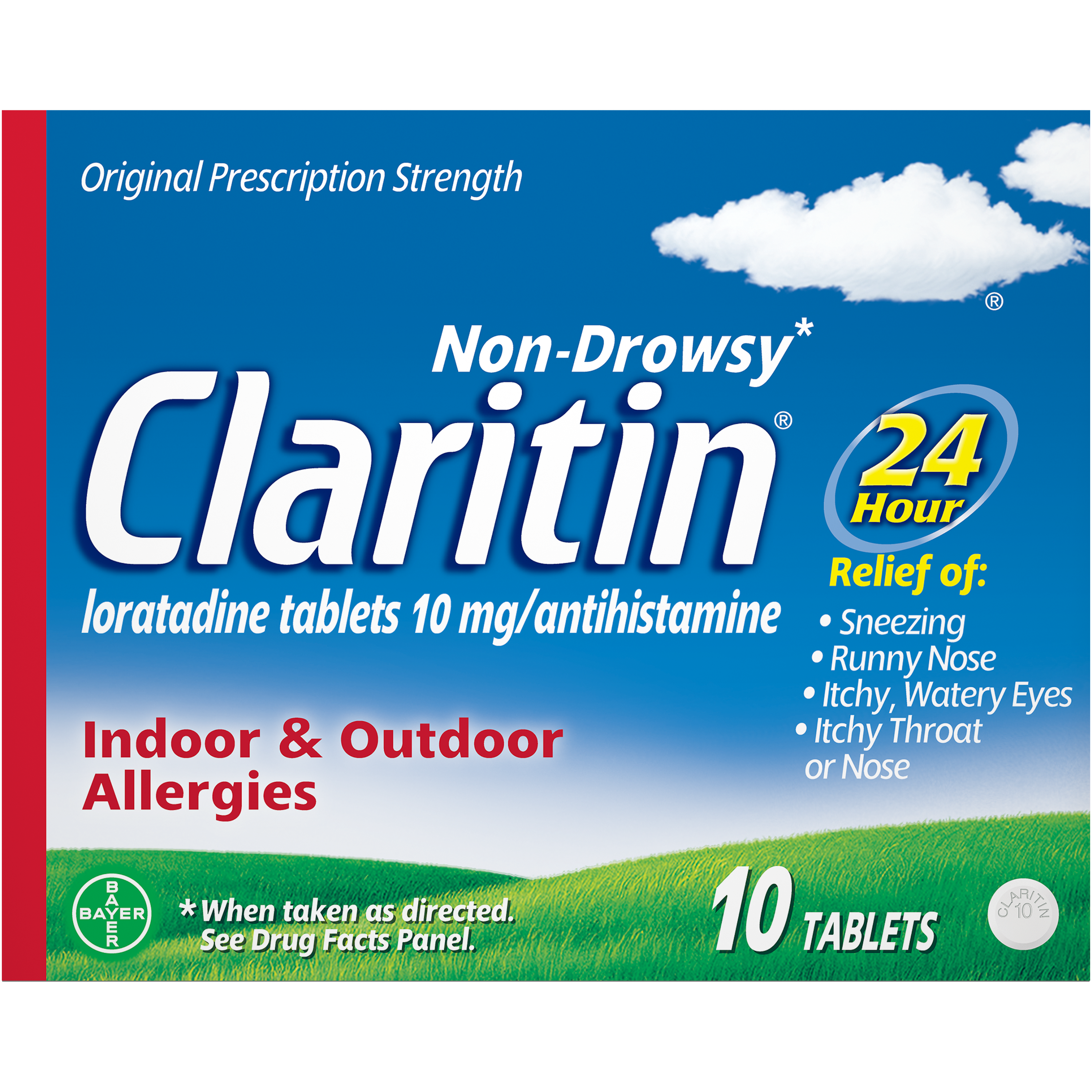 Order Claritin 24 Hr Non-Drowsy Allergy Relief Tablets, Prescription Strength, 10mg - 10 ct food online from Rite Aid store, MILLER PLACE on bringmethat.com