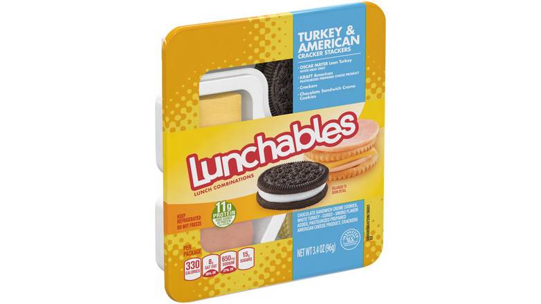 Order Lunchables Turkey & American Cheese Cracker Stackers Snack Kit With Chocolate Sandwich Cookies food online from Route 7 Food Mart store, Norwalk on bringmethat.com