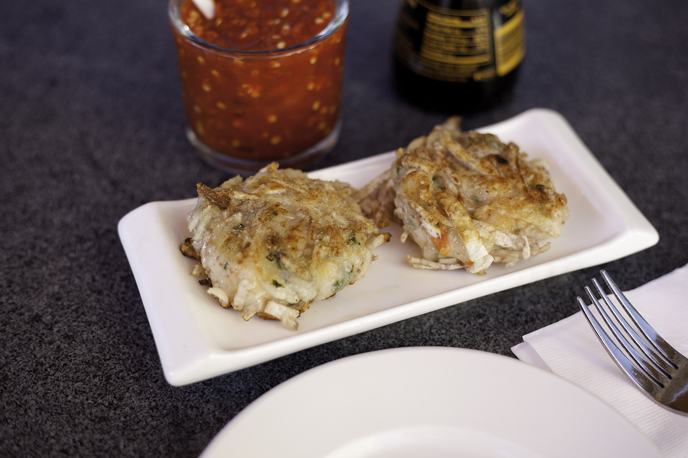Order Pan Fried Taro Shrimp Cake food online from Ginger Cafe store, Gilroy on bringmethat.com