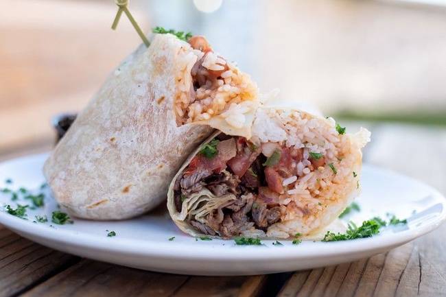 Order Carne Asada Burrito food online from Tacos & Mas store, Tempe on bringmethat.com