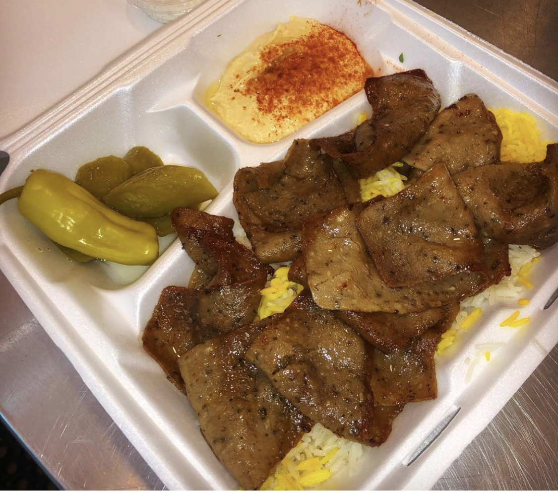 Order 12. Beef Gyro with Rice food online from Dream Kabob House store, Los Angeles on bringmethat.com