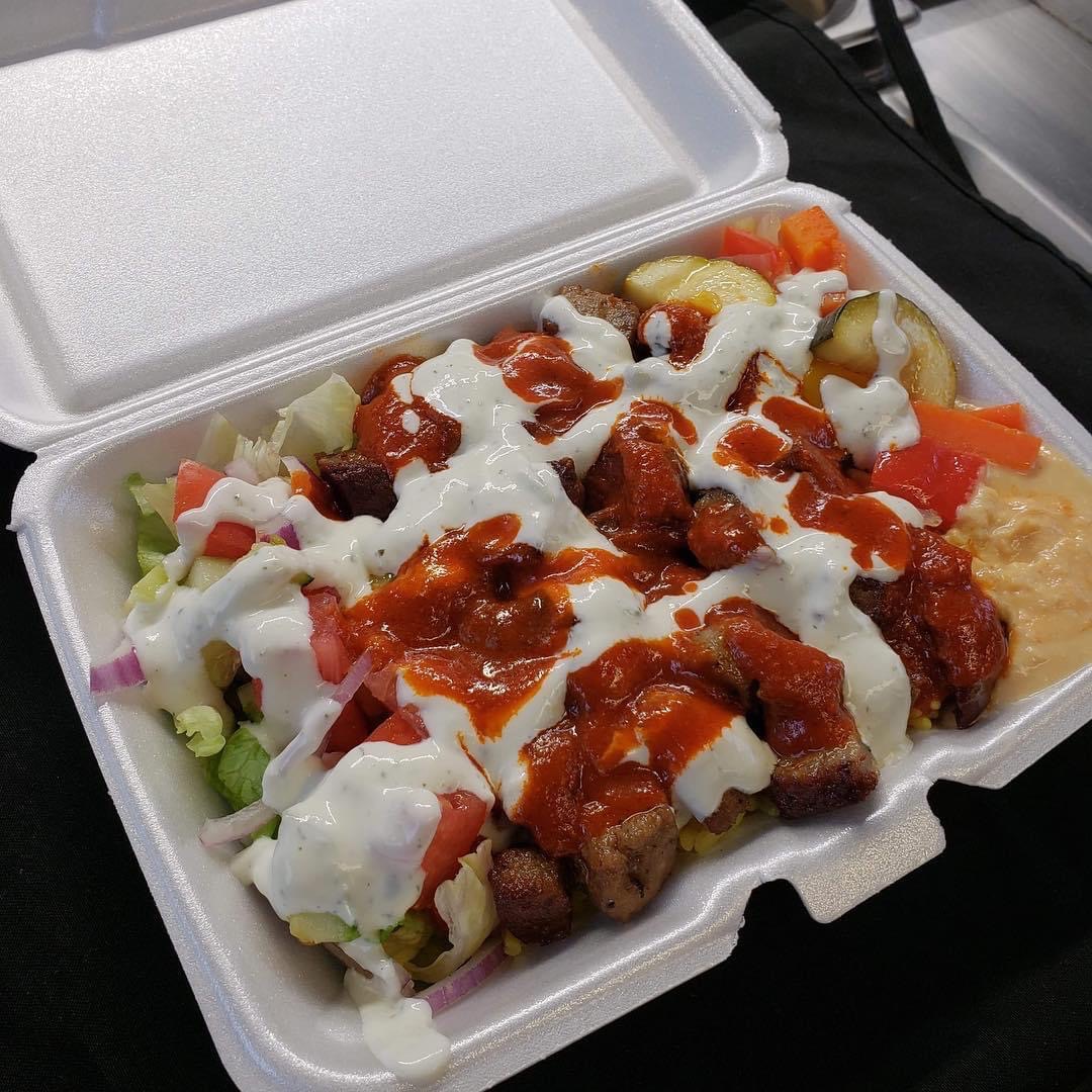 Order Chicken over Rice Gyro Platter food online from Big Chefs Pizza store, Norwood on bringmethat.com
