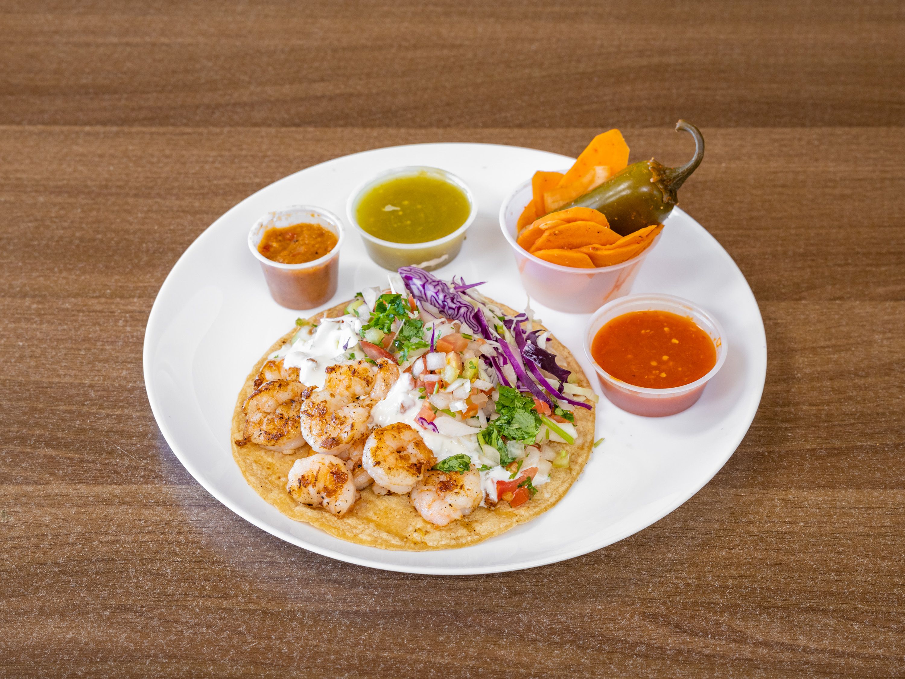 Order Shrimp Taco food online from Albertacos Mexican Food store, Orange on bringmethat.com