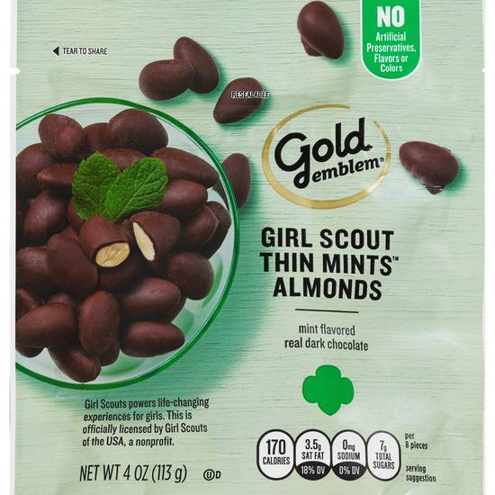 Order Gold Emblem Girl Scouts Thin Mints Almonds, 4 OZ food online from CVS store, LAWTON on bringmethat.com