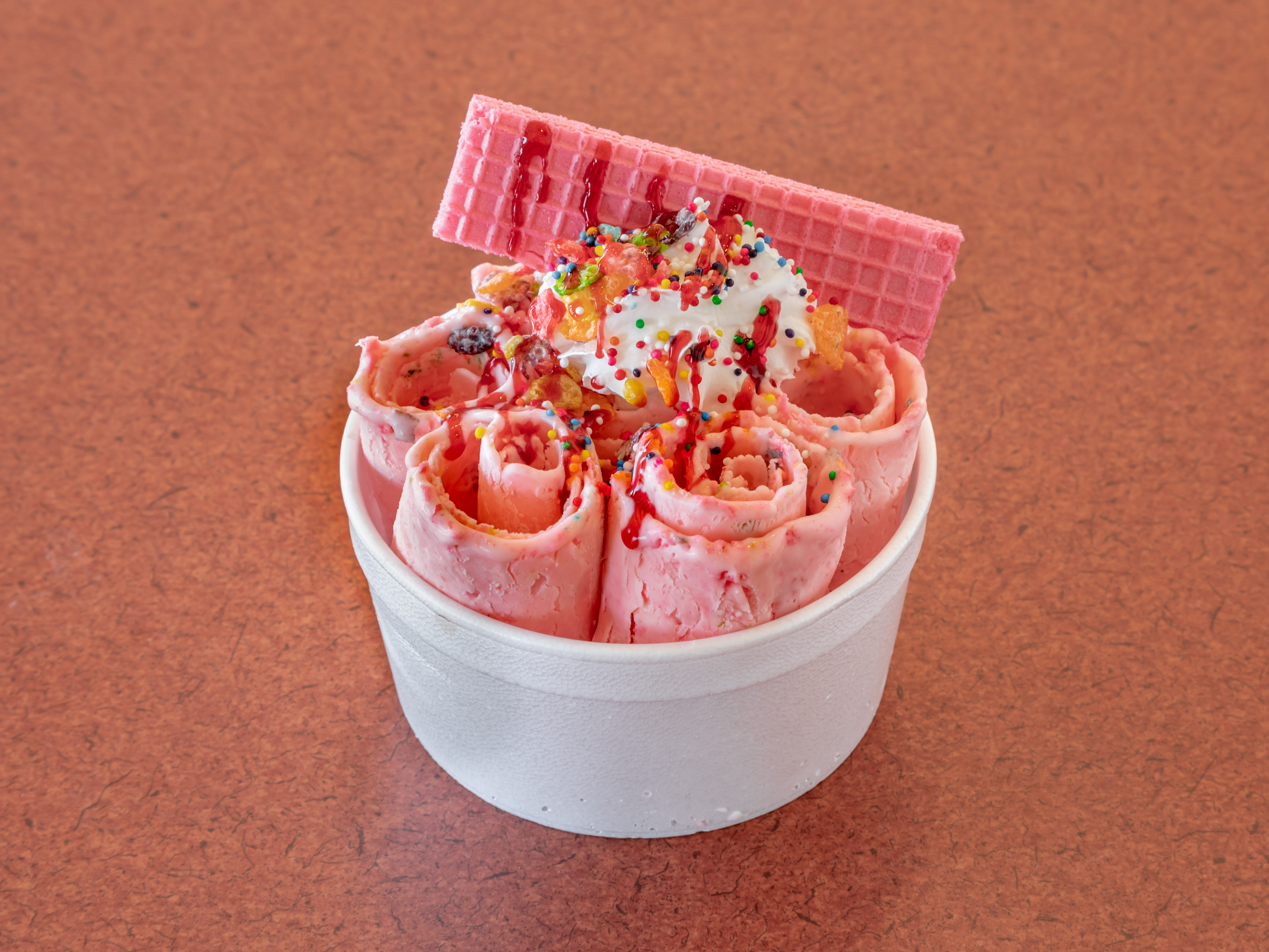 Order 4. Tooty-Fruity Ice Cream Roll food online from Maya Ice Cream Rolls & Crepes store, Glendale on bringmethat.com
