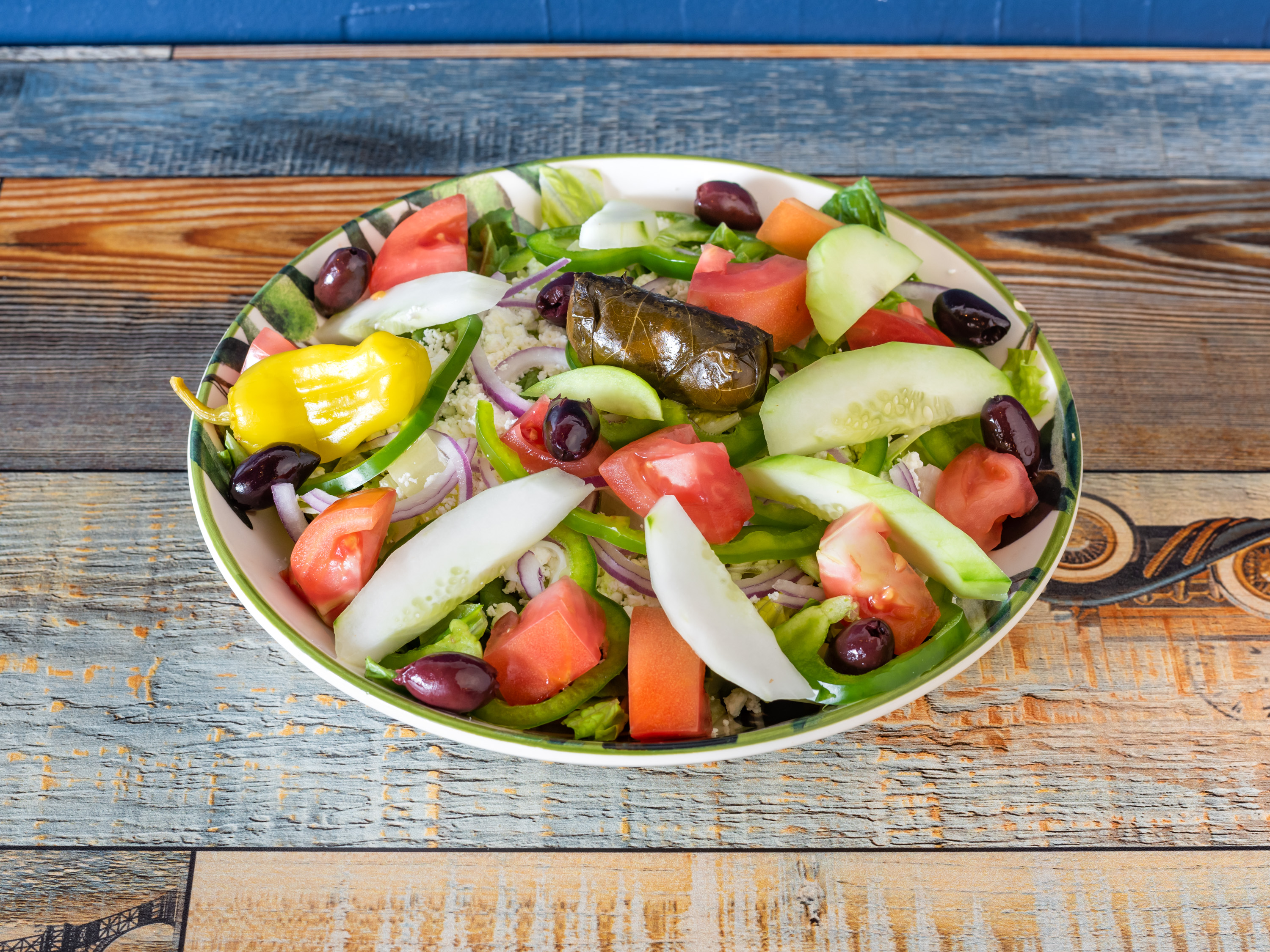 Order Greek Salad food online from Mr. Greek store, Belmar on bringmethat.com