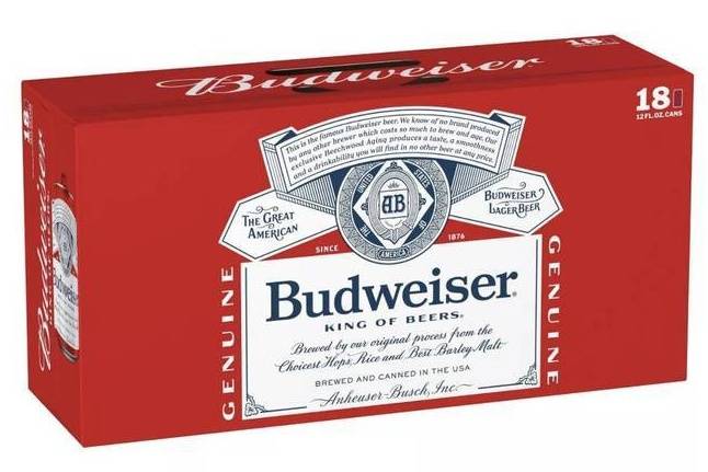 Order Budweiser, 18pk-12oz can beer (4.2% ABV) food online from Cold Spring Liquor store, Liberty Hill on bringmethat.com