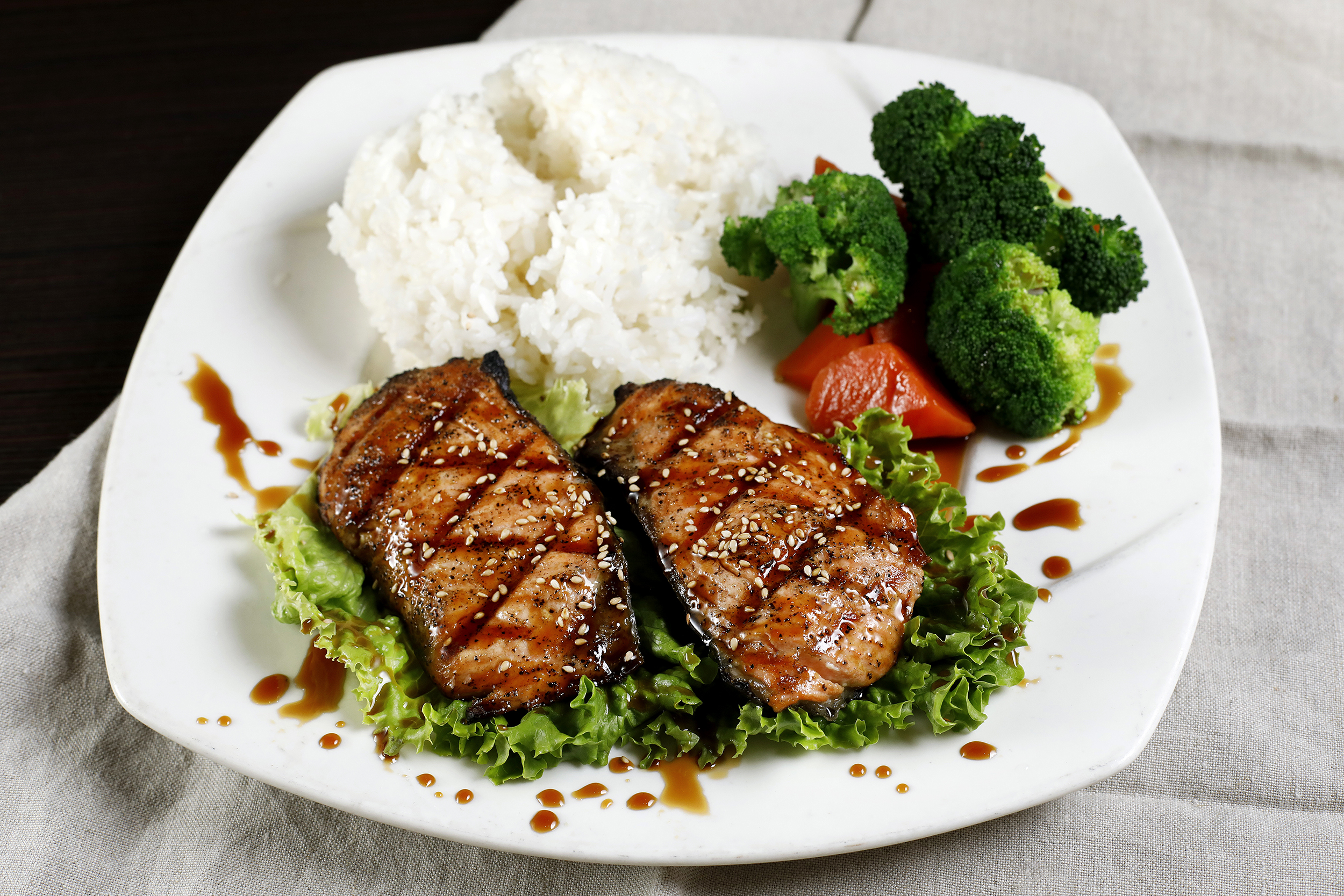 Order Salmon Teriyaki (K-18) - Monthly Special!! food online from Blue Fin Sushi store, San Francisco on bringmethat.com