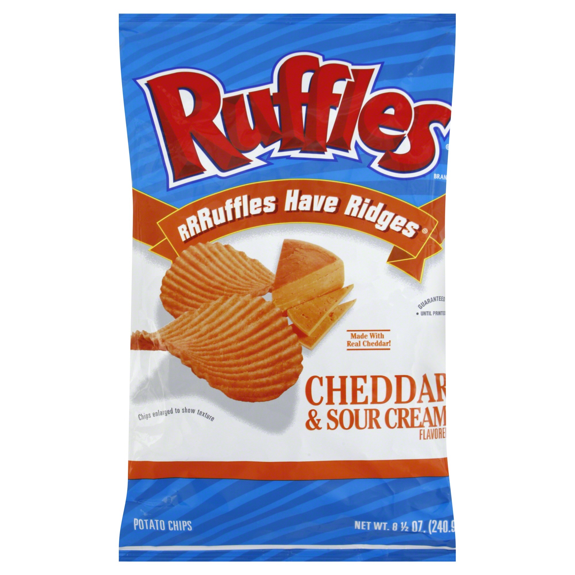 Order Ruffles Potato Chips, Cheddar & Sour Cream Flavored - 8.5 oz food online from Rite Aid store, MILLER PLACE on bringmethat.com