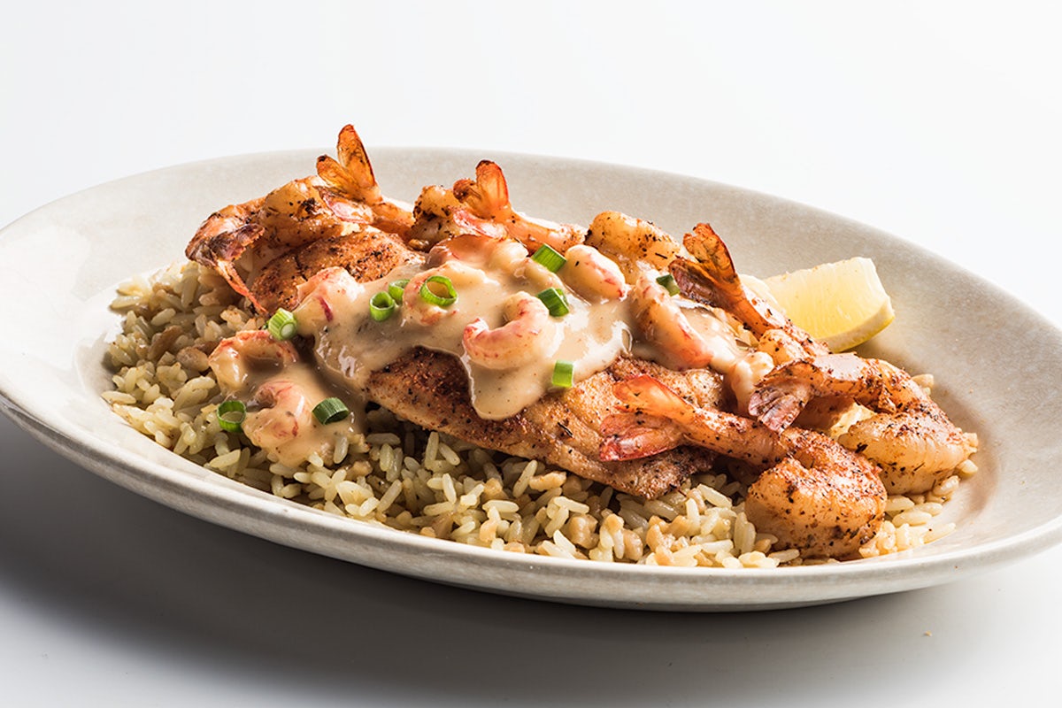 Order Grilled Cajun Duo (Fish and Shrimp) food online from Cotton Patch Cafe store, College Station on bringmethat.com