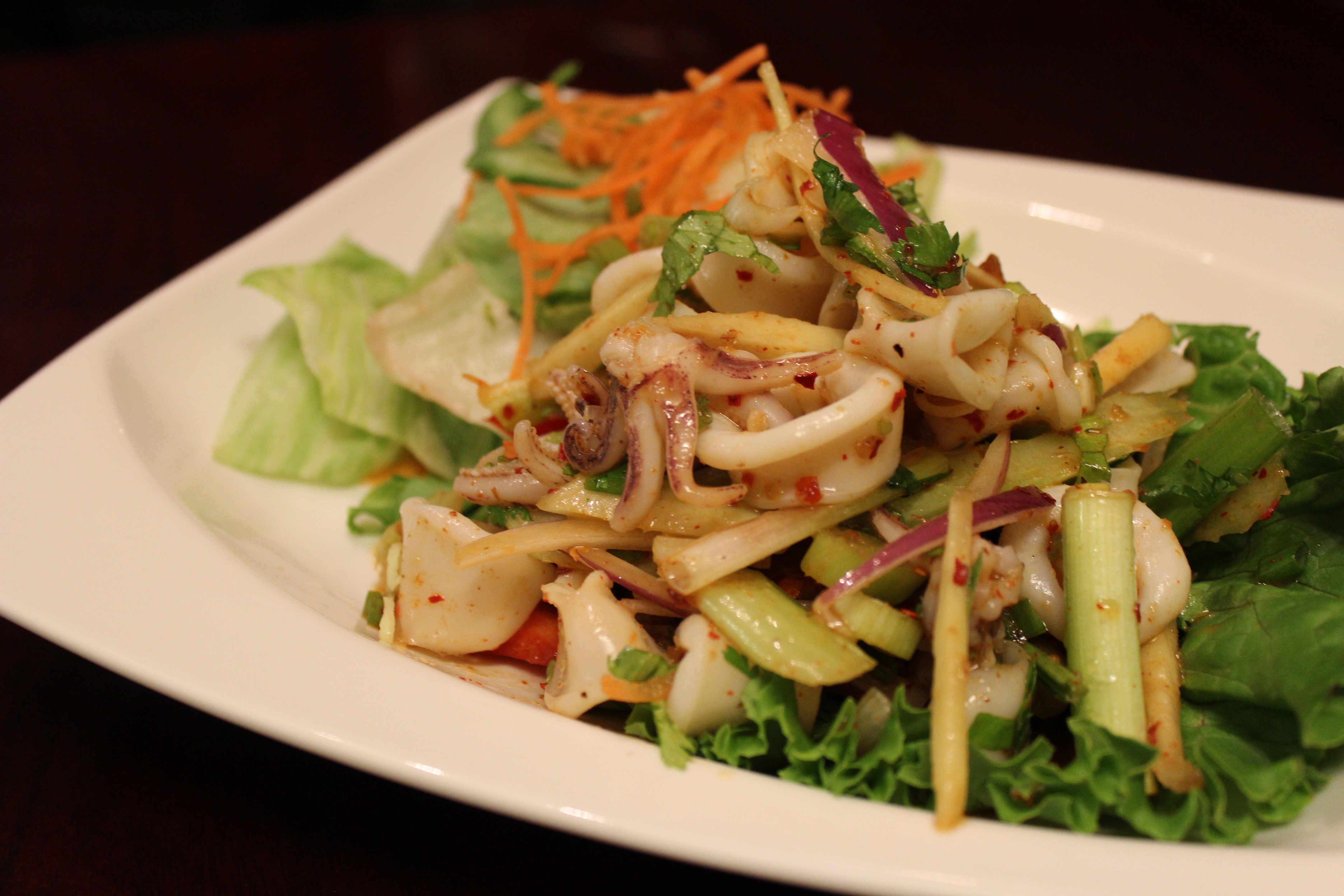 Order Yum Pla Muk (Squid Salad) food online from Chai Thai Noodles store, Hayward on bringmethat.com