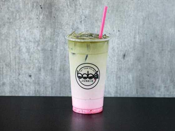 Order Strawberry Matcha Latte food online from Boba Junkie store, Fountain Valley on bringmethat.com
